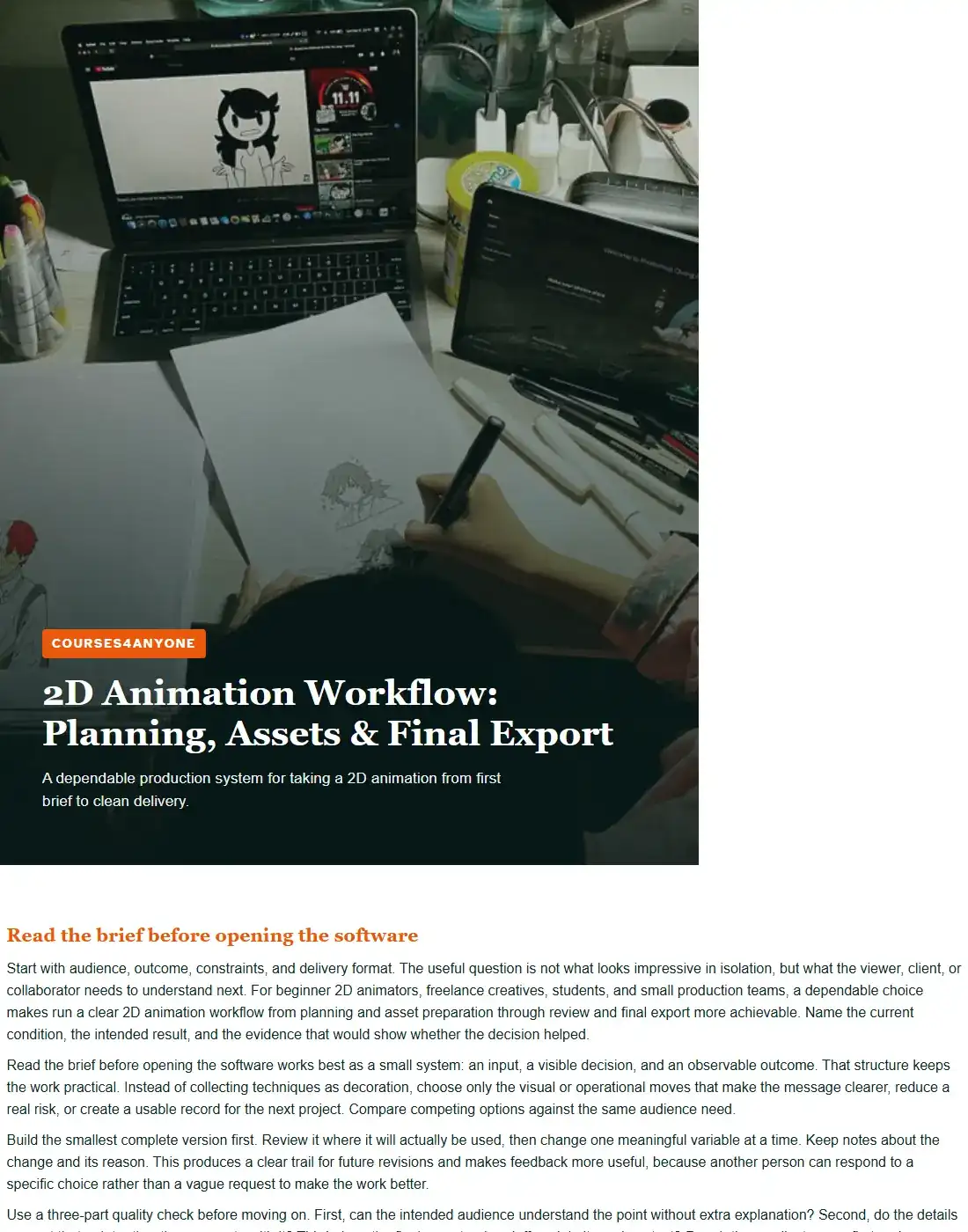 Preview of 2D Animation Workflow: Planning, Assets & Final Export