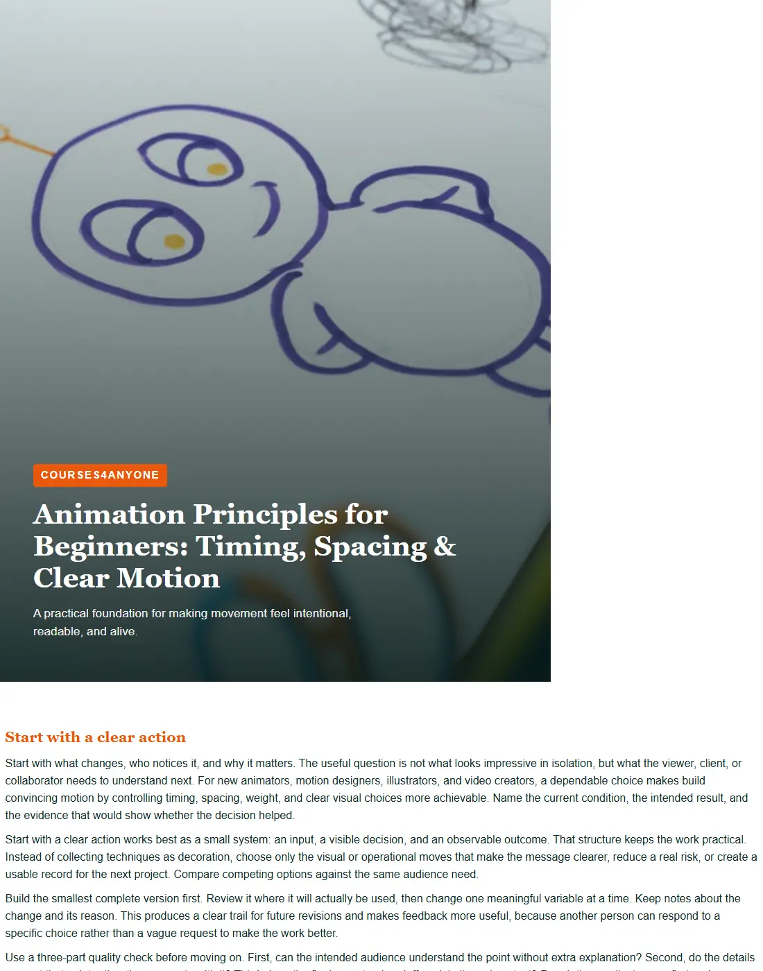 Preview of Animation Principles for Beginners: Timing, Spacing & Clear Motion