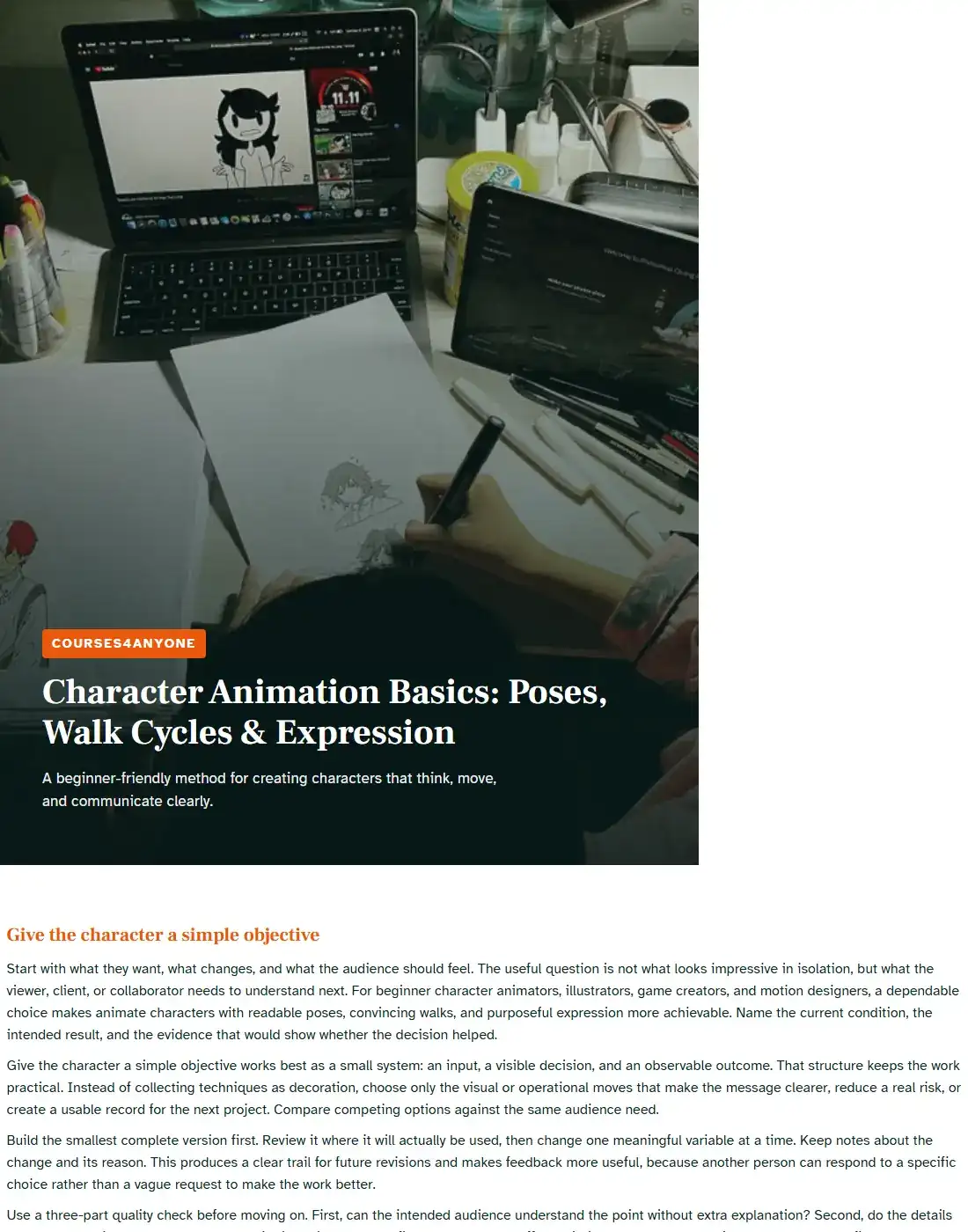 Preview of Character Animation Basics: Poses, Walk Cycles & Expression